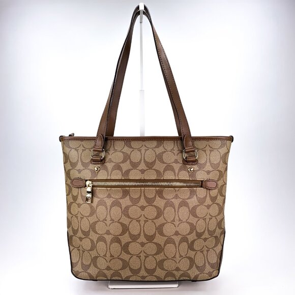 COACH Signature C Coated Canvas Brown Tote Shoulder Bag - J1723-F58294 - Picture 8 of 16